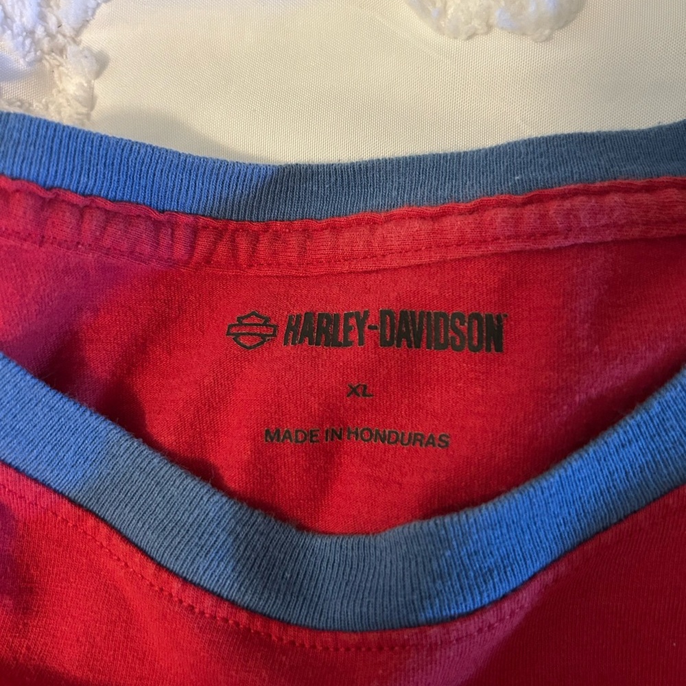 Harley-Davidson Red Tee with Blue Trim